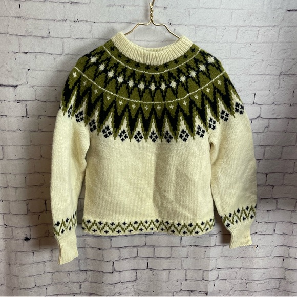 Norse Knit Vintage 100% Wool Norwegian Nordic Fair Isle Sweater Hand Knit - Picture 11 of 14